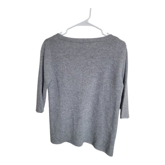 Pink Sweater Women S Gray Preppy Holiday Cashmere Embroidered Travel Outdoors - Picture 2 of 7